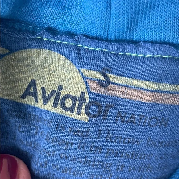 Aviator Nation Logo Striped sleeveless hoodie. - Picture 4 of 6